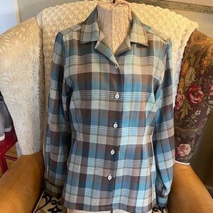 Vintage Pendleton Blue /Brown Plaid